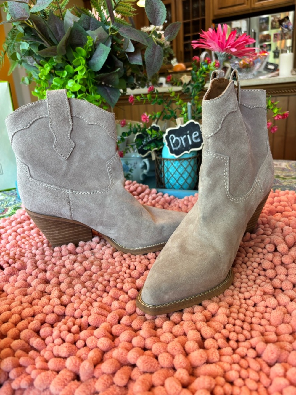 Women's zodiac Tan Suede Western Ankle Boot